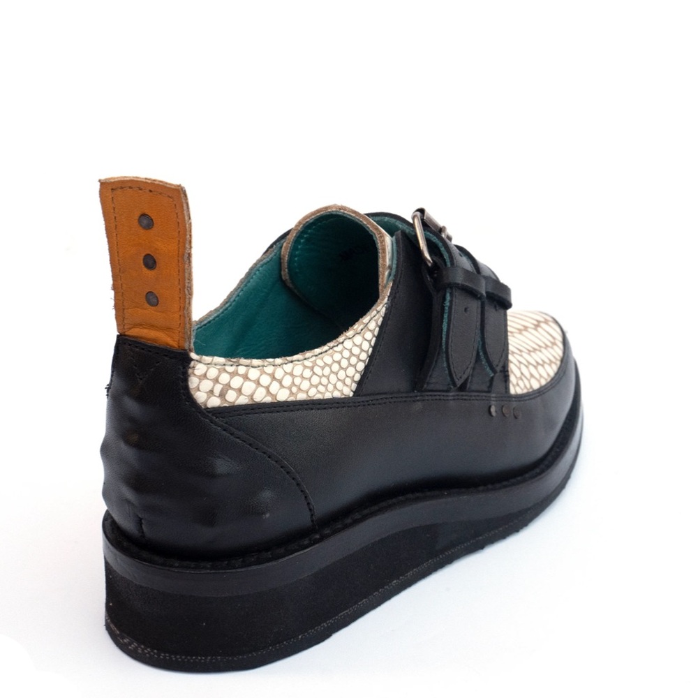 Pskaufman no.2077 hallway buckle creeper black leather w/ bone twister; size 6.5 - Picture 8 of 12
